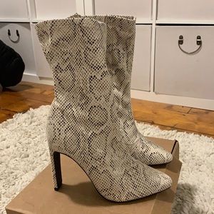 Mid high snake skin boots, never worn.